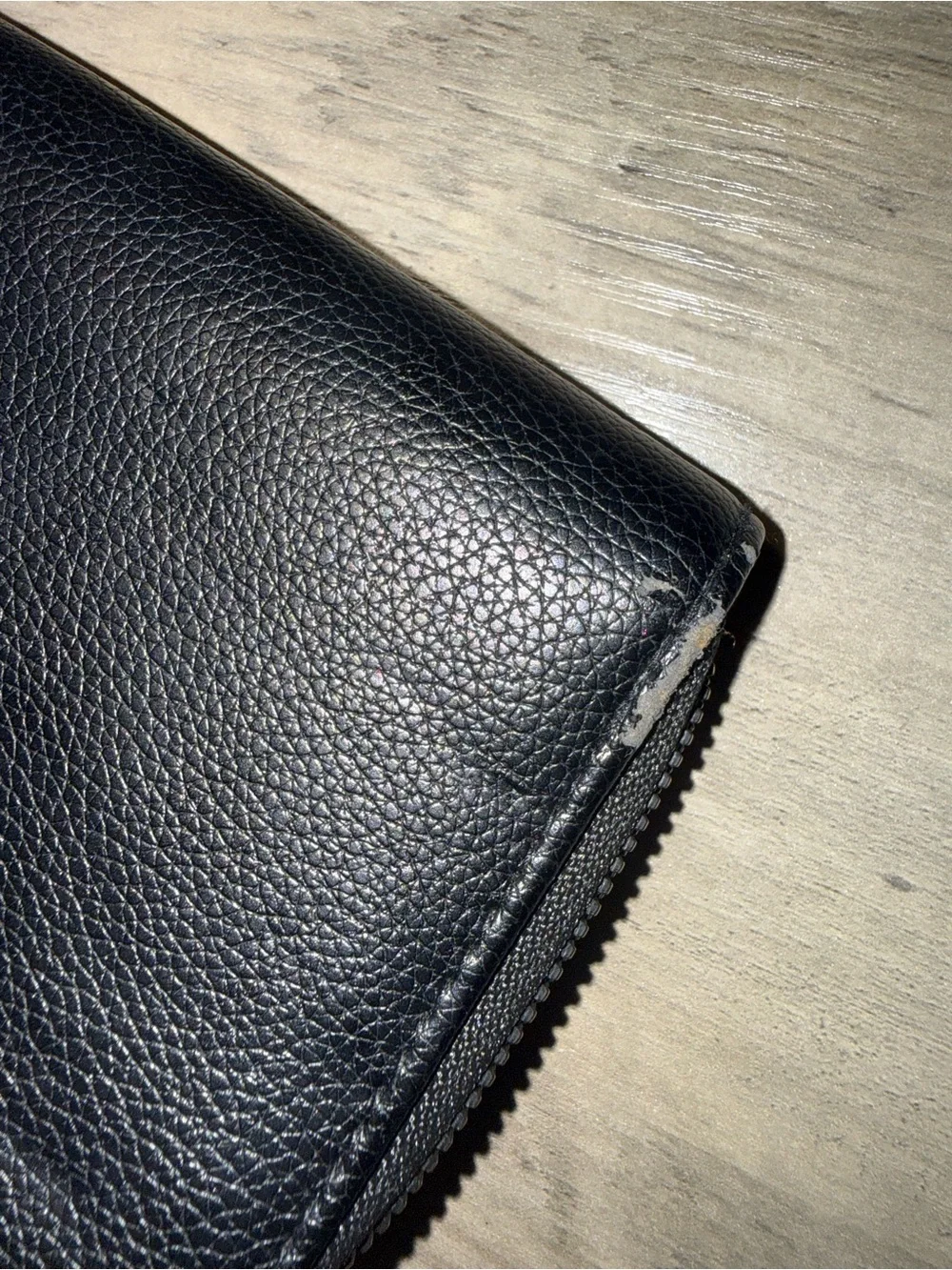 Unbranded Black Faux Leather Zip Around Wallet Croc Accent Checkbook Clutch
